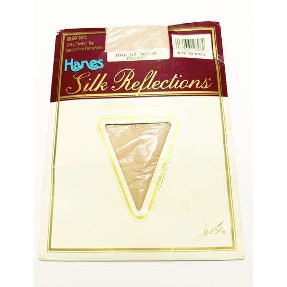 Vtg NOS Hanes Silk Reflections Control Top Size C/D Pink Sandalfoot Pantyhose - Picture 1 of 12